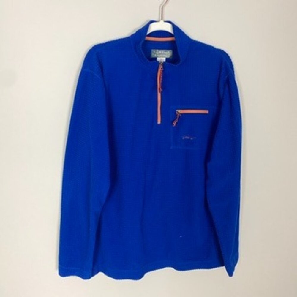 Orvis Blue Waffle Pullover Fleece Jacket Mens Medium